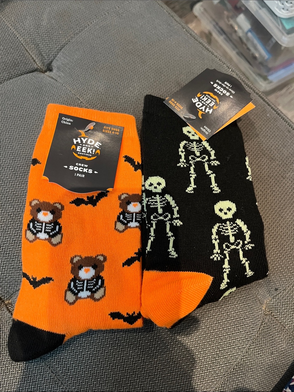 HYDE & EEK! Halloween Crew Socks - Orange & Black